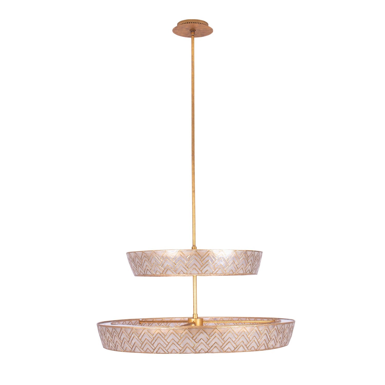 Kalco - 523157OL - LED Suspension - Géo - Feuille d'or oxydée