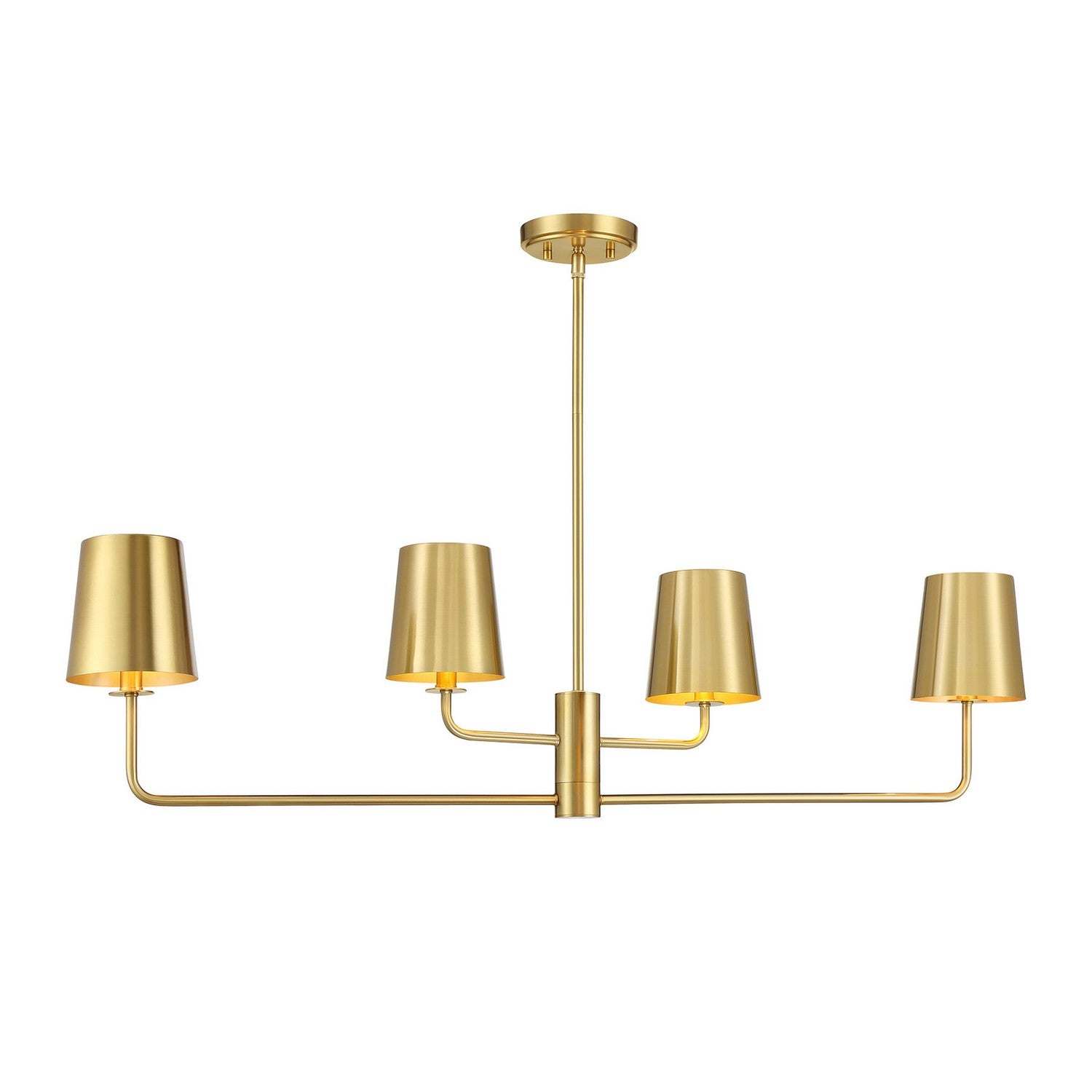 Meridian M100127NB Quatre lumières linéaires Suspendu en laiton naturel