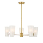 Meridian M100130NB Four Light Chandelier in Natural Brass