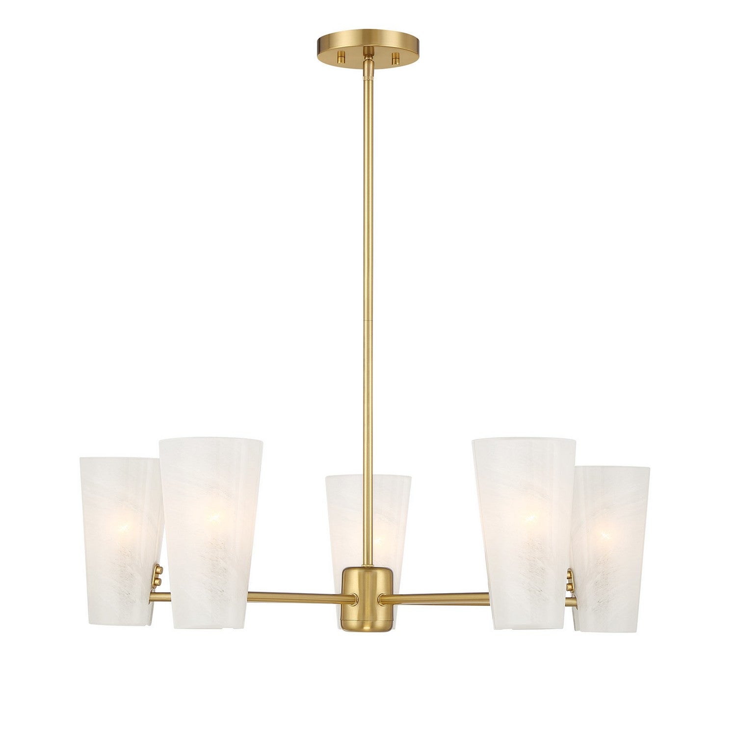 Meridian M100130NB Four Light Chandelier in Natural Brass