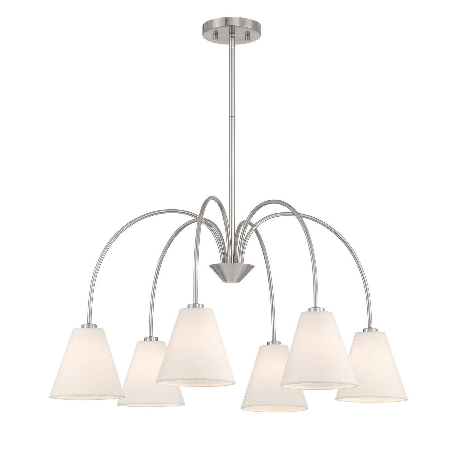 Meridian M100138BN Six Light Chandelier in Brushed Nickel