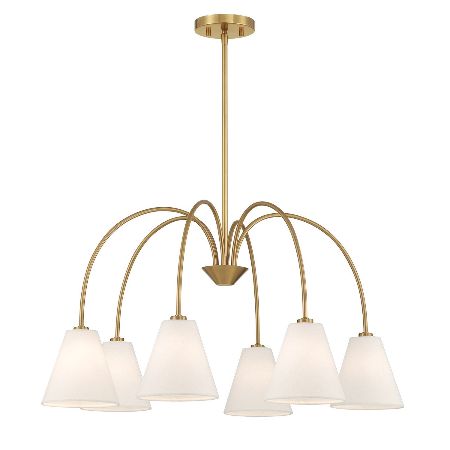 Meridian M100138NB Six Light Chandelier in Natural Brass