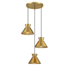Meridian M100139NB Trois lumières Suspendu en laiton naturel