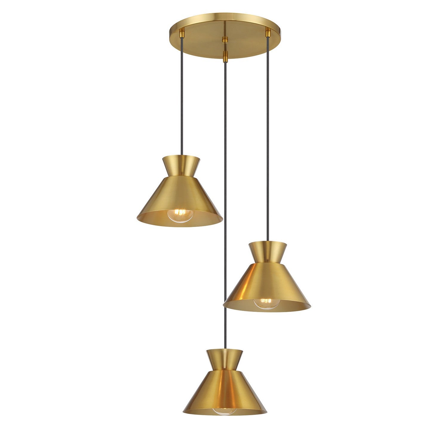 Meridian M100139NB Trois lumières Suspendu en laiton naturel