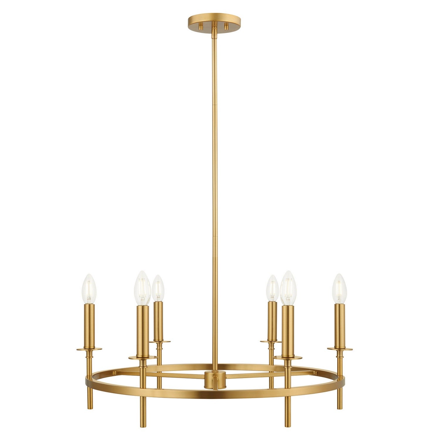 Meridian M100140NB Six Light Chandelier in Natural Brass