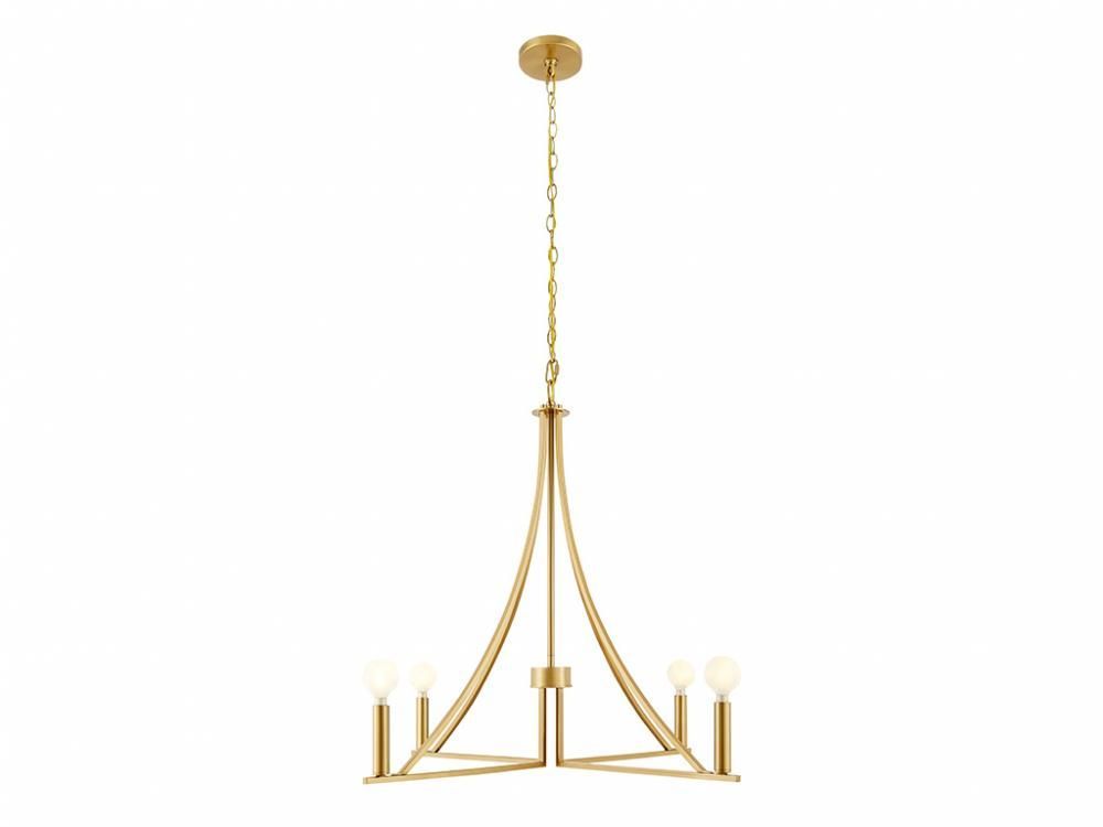 Meridian M100141NB Four Light Chandelier in Natural Brass