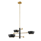 Meridian M100143MBKNB Trois Lumières Suspendu en noir mat et laiton naturel
