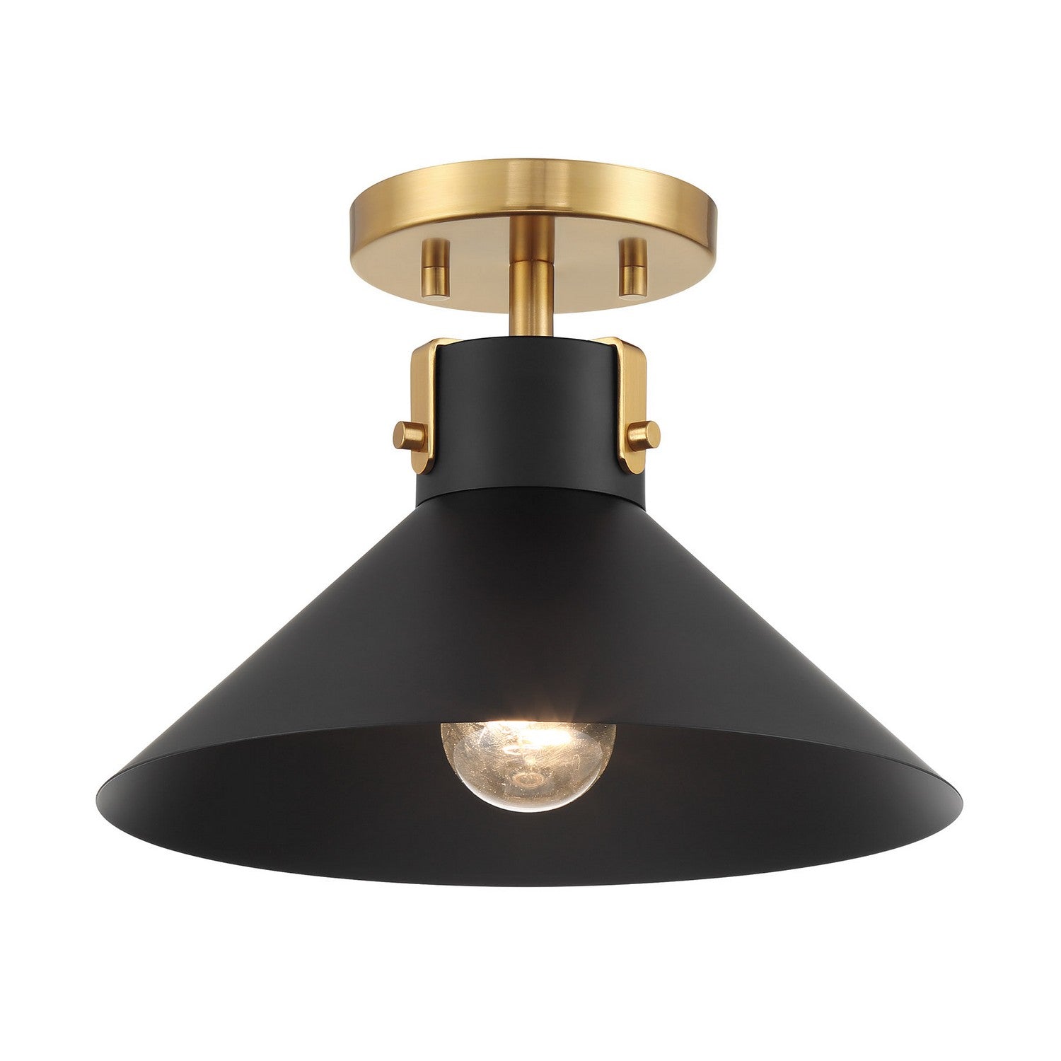 Meridian M60078MBKNB One Light Semi-Flush Mount in Matte Black and Natural Brass