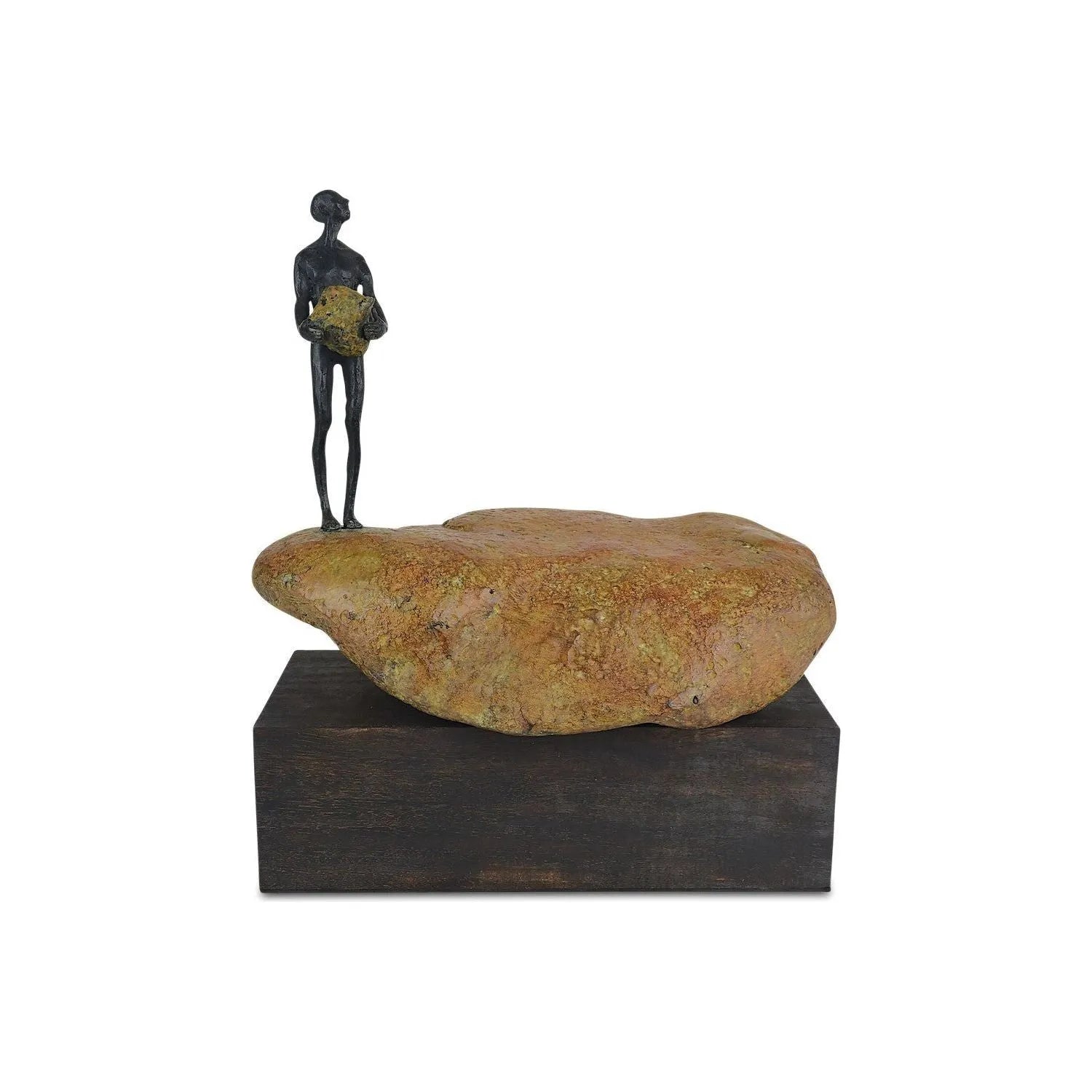 Currey and Company - 1200-0910 - Man on Rock - Brown / Bronze / Green