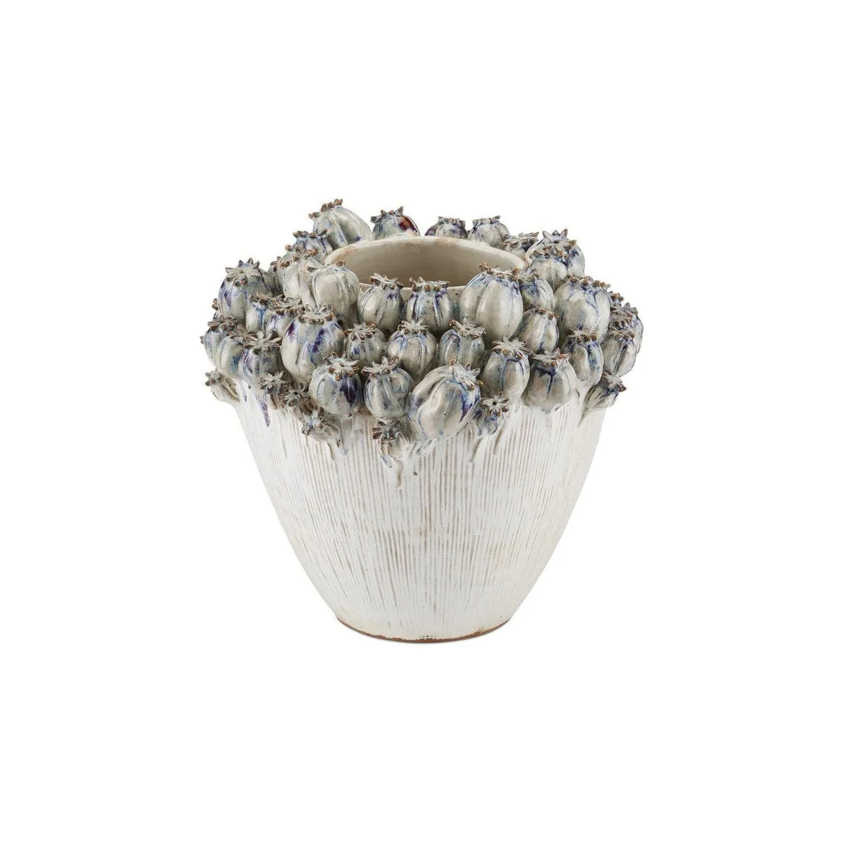 Currey and Company - 1200-0966 - Vase - Poppy Pod Crown - Ivory / Reactive Blue & Purple