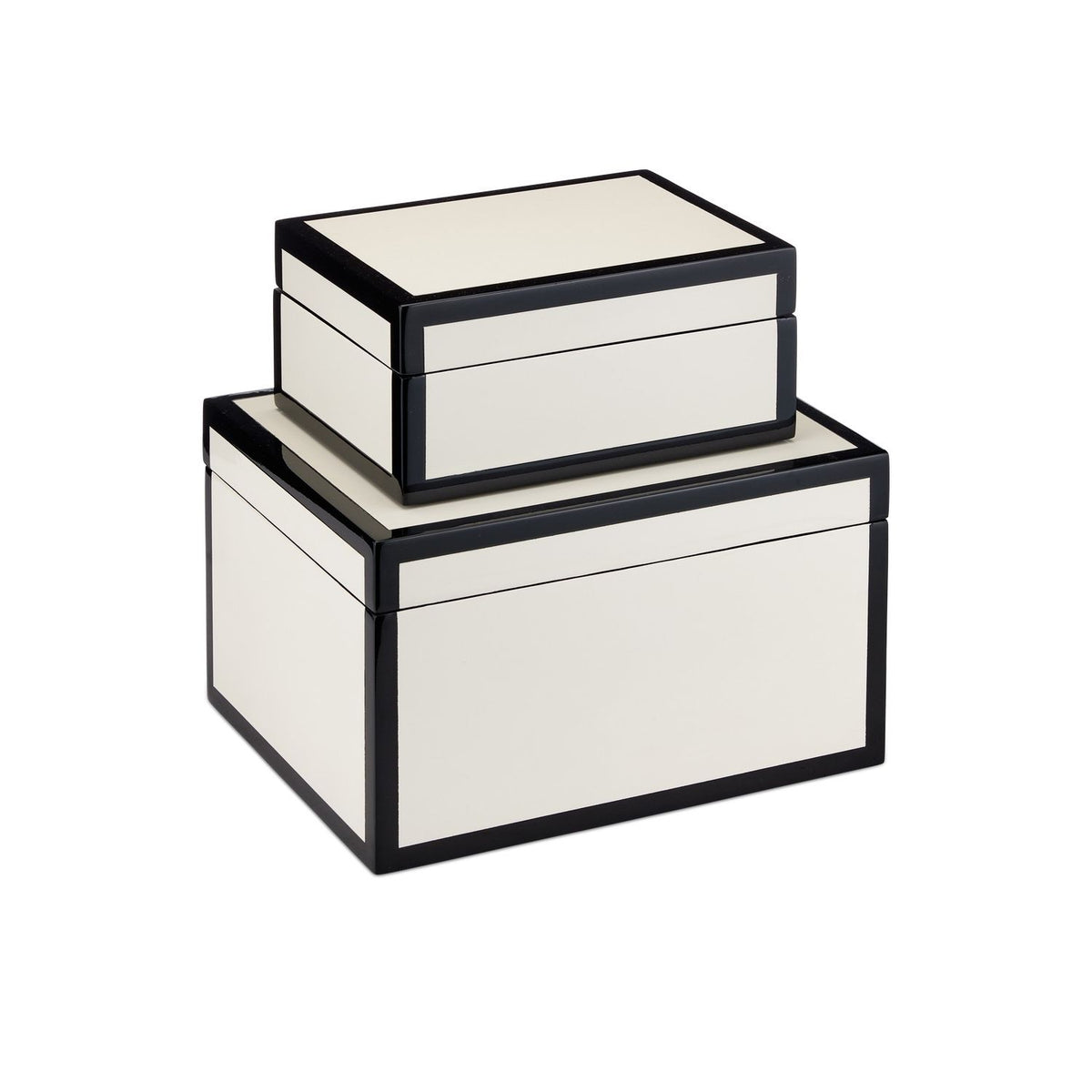 Currey and Company - 1200-0972 - Coffret de 2 - Collection Laque - Ivoire / Noir