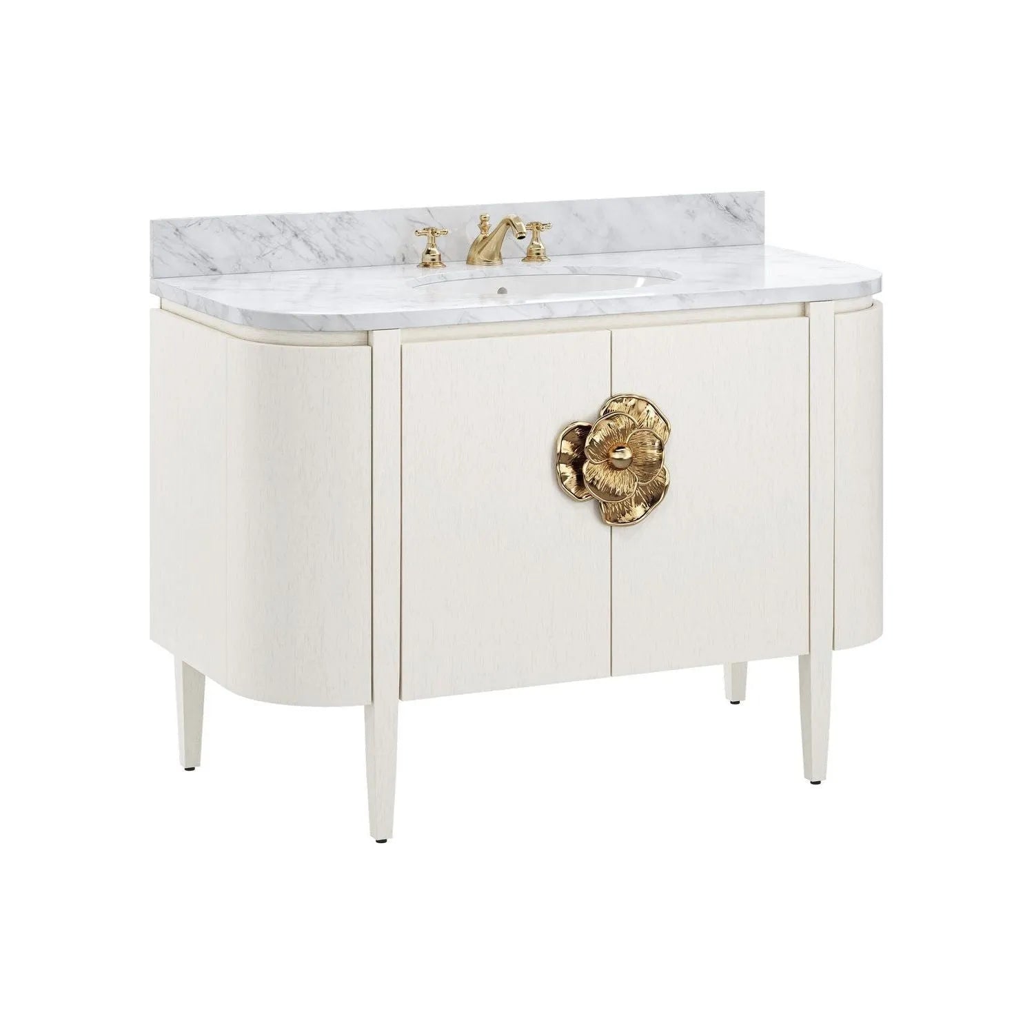 Currey and Company - 3800-0001 - Vanity with Sink - Briallen - Caviar Black / Natural / White / Light Antique Brass