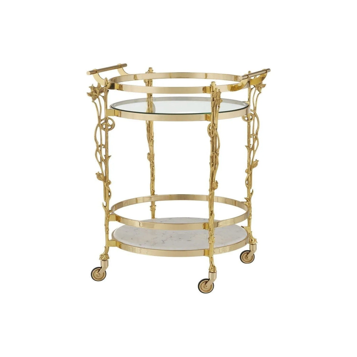 Currey and Company - 4000-0206 - Bar Cart - Fiore - Polished Brass / Clear / Natural