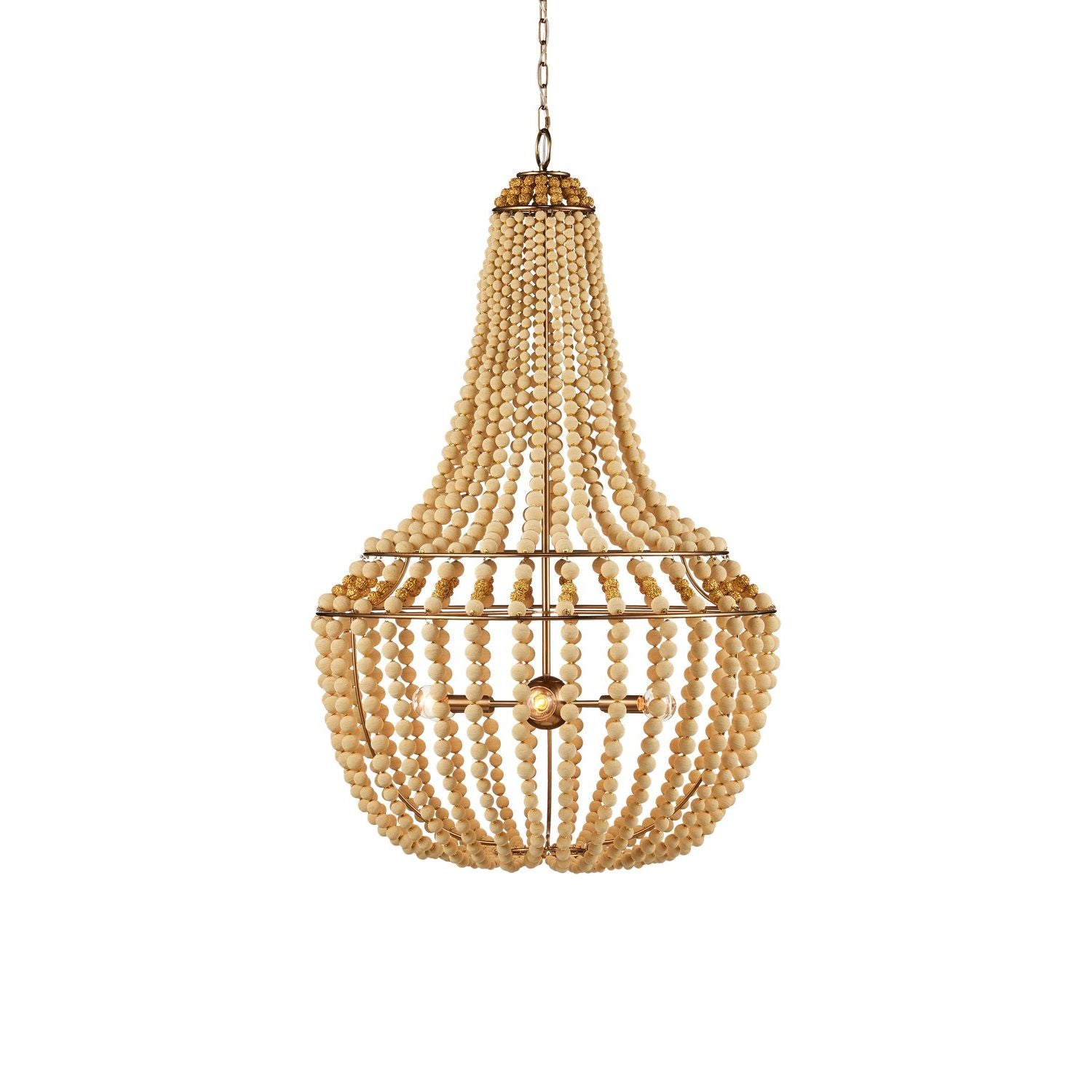 Currey and Company - 9000-1231 - Six Light Chandelier - Penelope Collection - Beige / Antique Brass