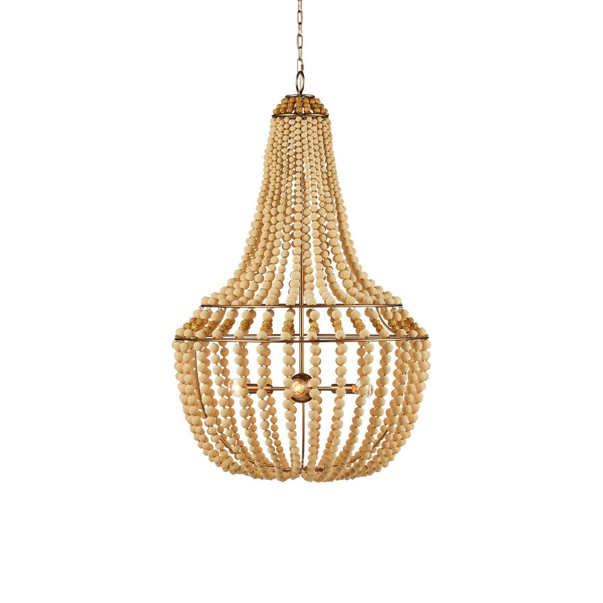 Currey and Company - 9000-1231 - Six Lumières Suspendu Collection Penelope - Beige / Laiton antique