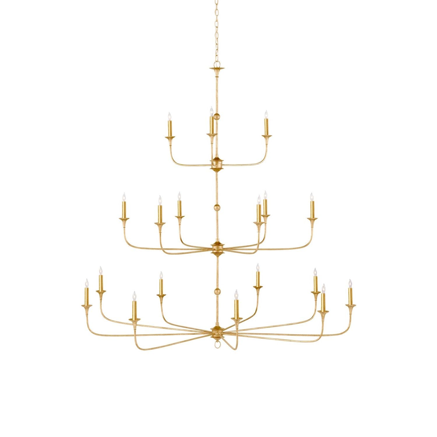 Currey and Company - 9000-1255 - 18 Lumière Suspendu - Collection Nottaway - Feuille d'or contemporaine / Or contemporain