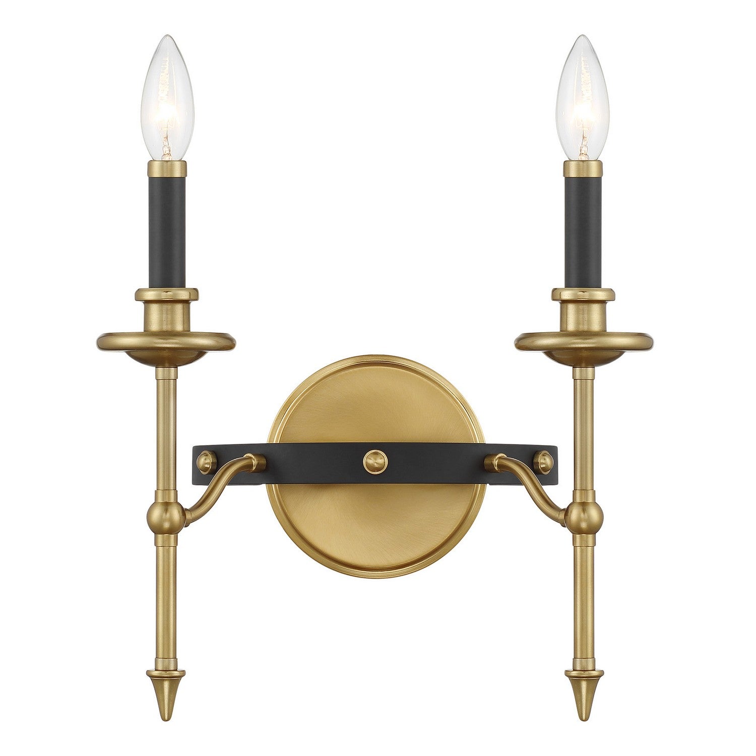 Savoy House - 9-9510-2-143 - Two Light Wall Sconce - Consulate - Matte Black and Warm Brass