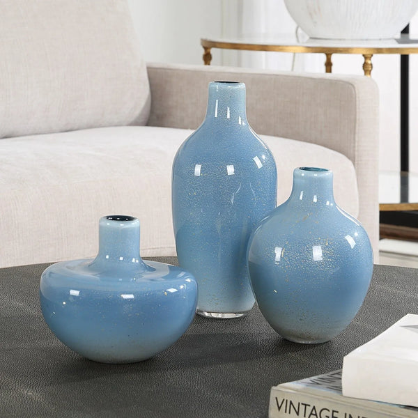 Lot de 3 vases de givre céleste