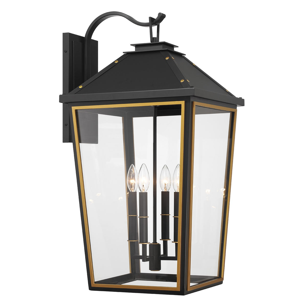 Crystorama - HAW-604-MK-TG - Quatre lampes extérieures Murale - Hawkins - Noir mat + Or texturé