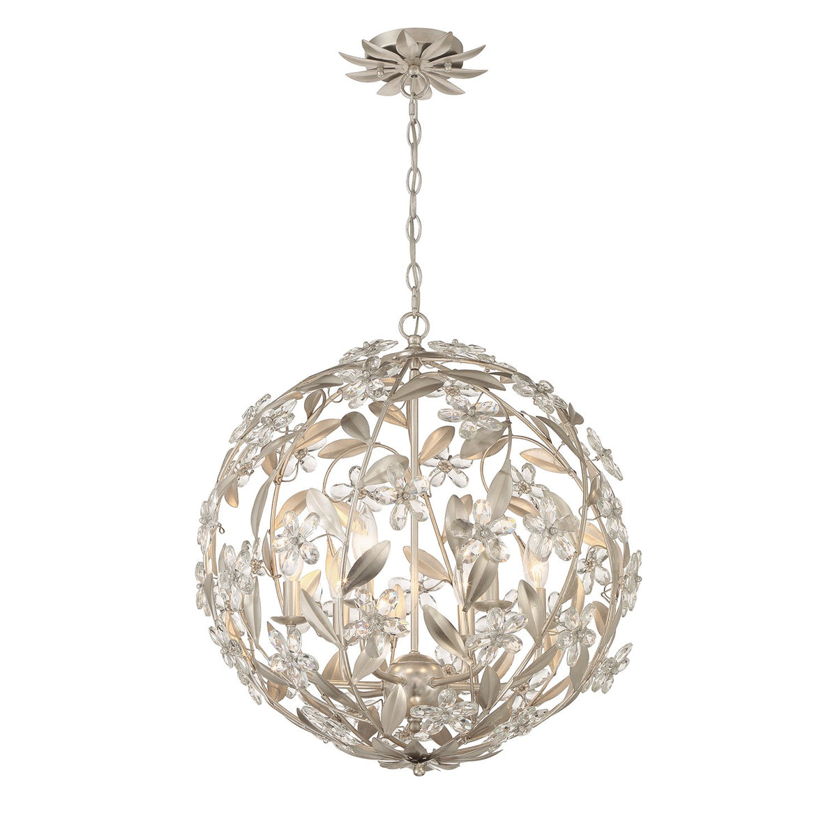 Crystorama - MSL-316-SA - Six Light Pendant - Marselle - Antique Silver
