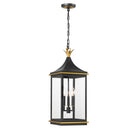 Crystorama - SIM-805-MK-TG - Lampe extérieure à trois lumières Suspension - Simpson - Noir mat + Or texturé