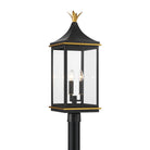 Crystorama - SIM-809-MK-TG - Support de lampe extérieur à trois lampes sur poteau - Simpson - Noir mat + Or texturé