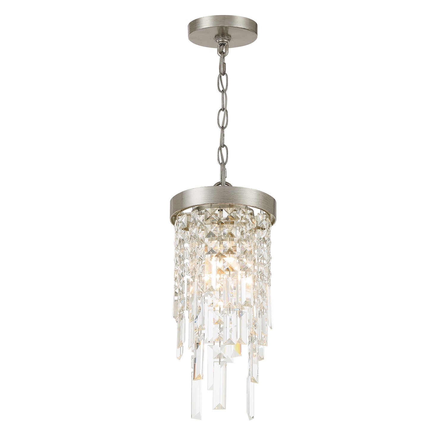 Crystorama - WIN-210-SA-CL-MWP - Une lumière mini Suspension - Winfield - Argent antique