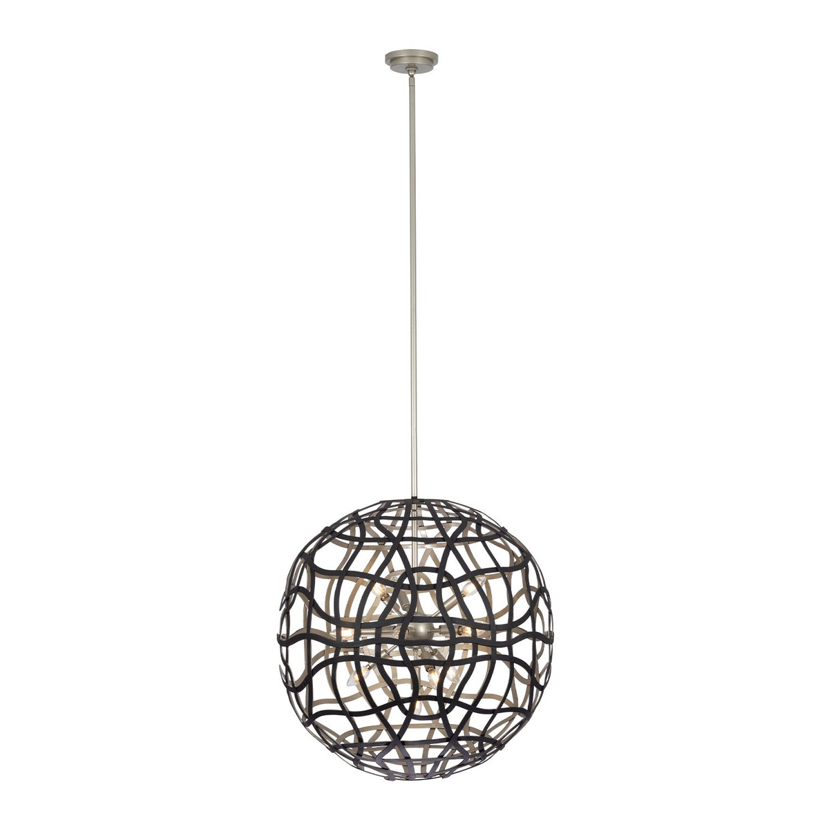 Kalco - 525855BTS - 13 Lumières Suspension - ENTICE - Noir mat / Argent terni