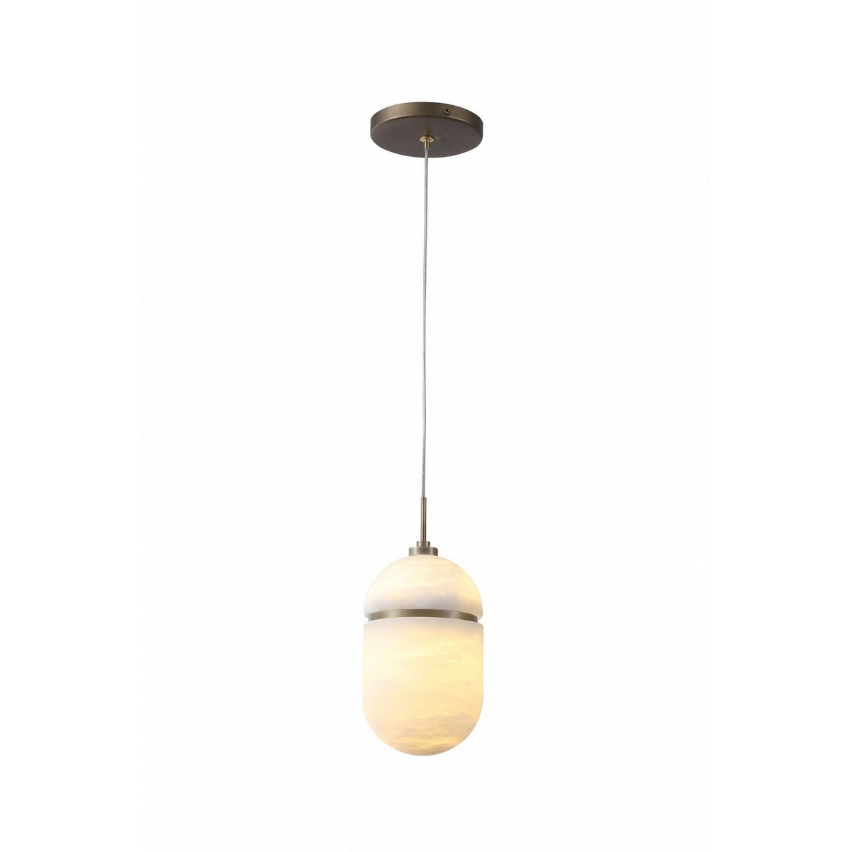 Éclairage d'avenue - HF2901-AB - Un luminaire Suspension - Sedona - Alabaster / Laiton vieilli
