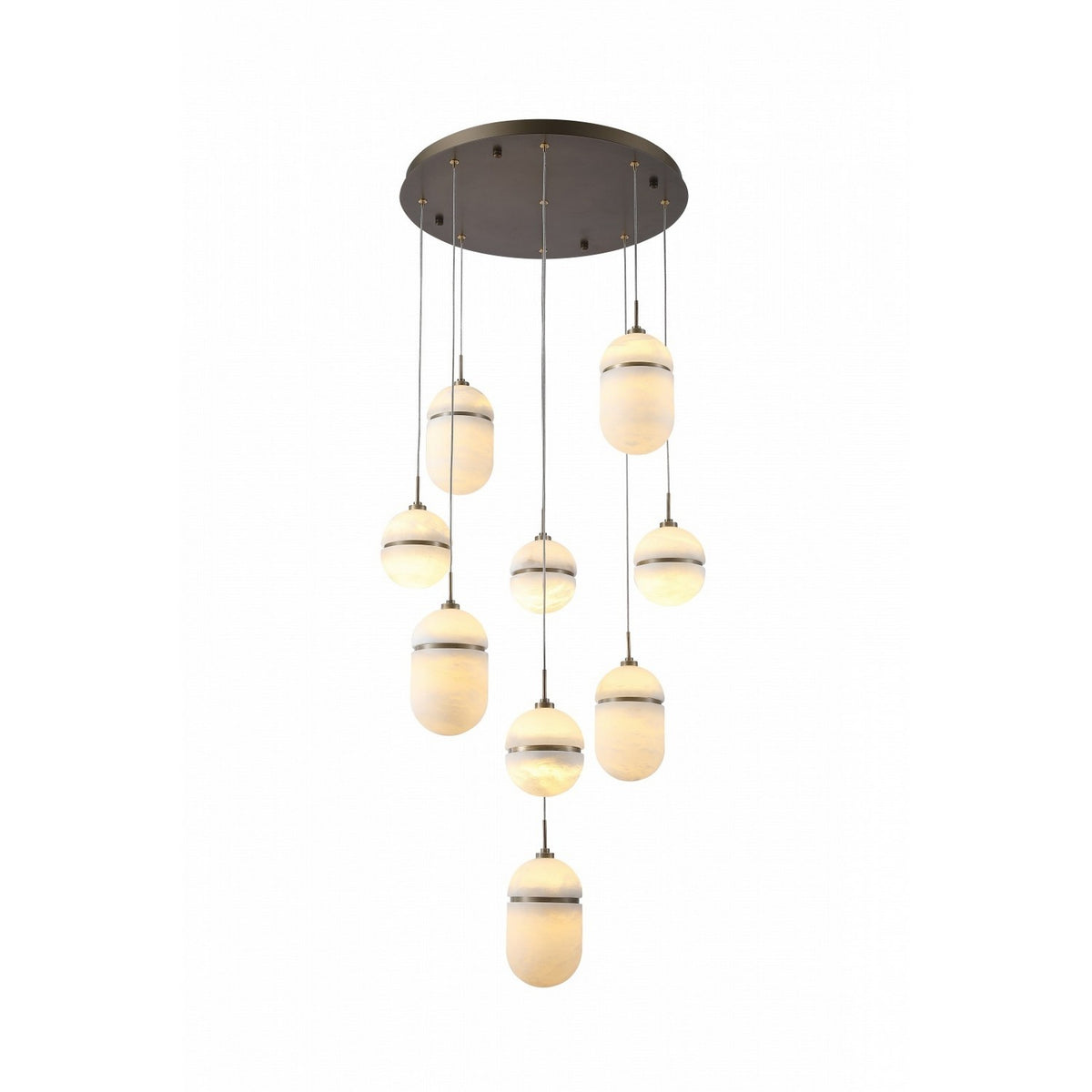 Avenue Lighting - HF2909-AB - Nine Light Pendant - Sedona - Alabaster / Aged Brass