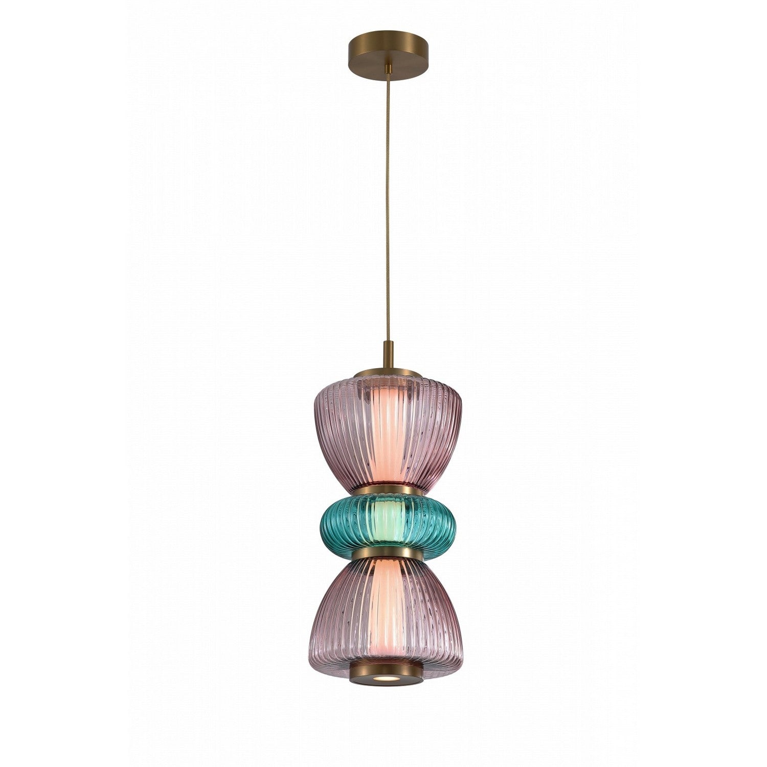 Éclairage d'avenue - HF8970-PGP - LED Suspension - Bois de rose - Laiton vieilli