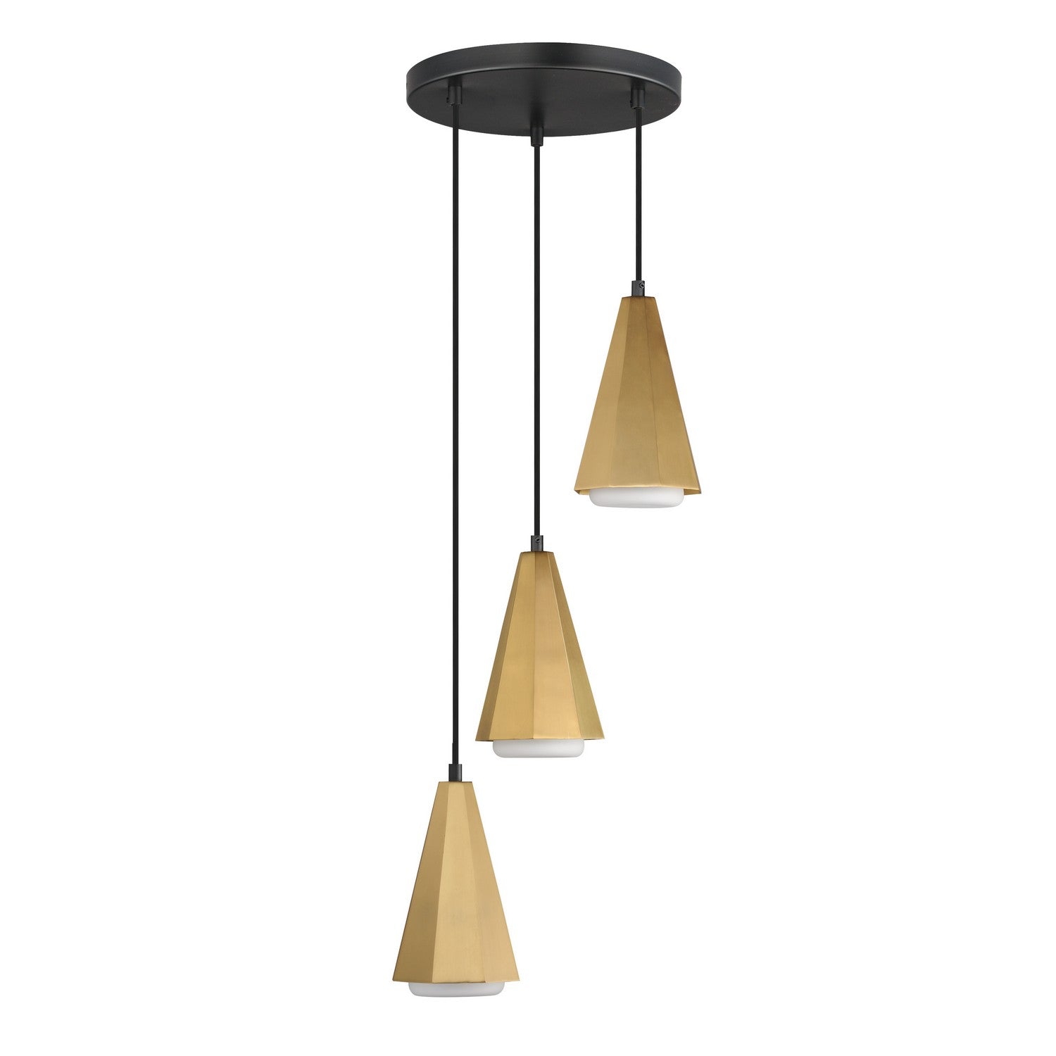 Luminaire Maxim Lighting 10813SWBKAB Rizzo à 3 lampes Suspension en noir / laiton antique