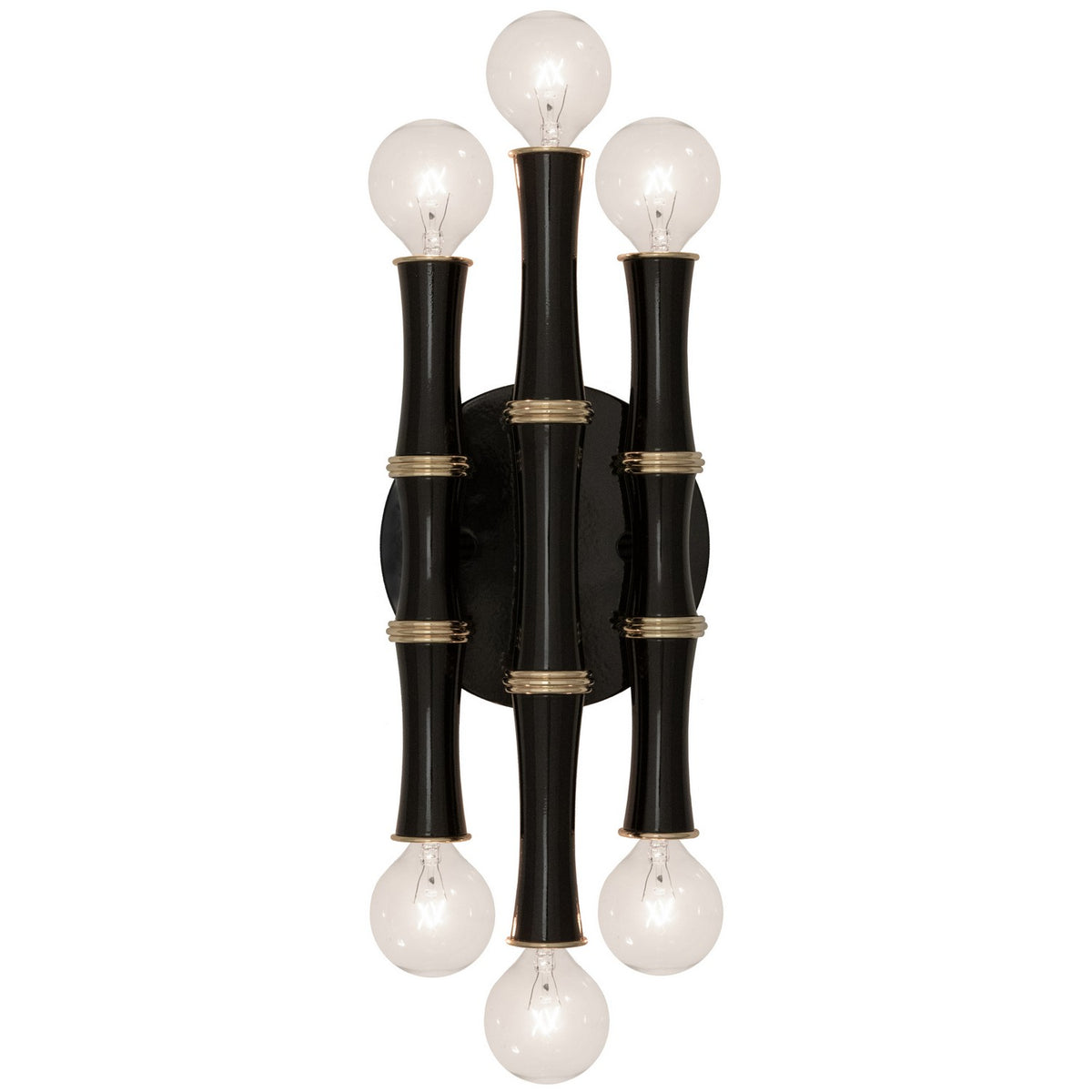Robert Abbey - OS75 - Six Light Wall Sconce - Kane - Obsidian w/Modern Brass