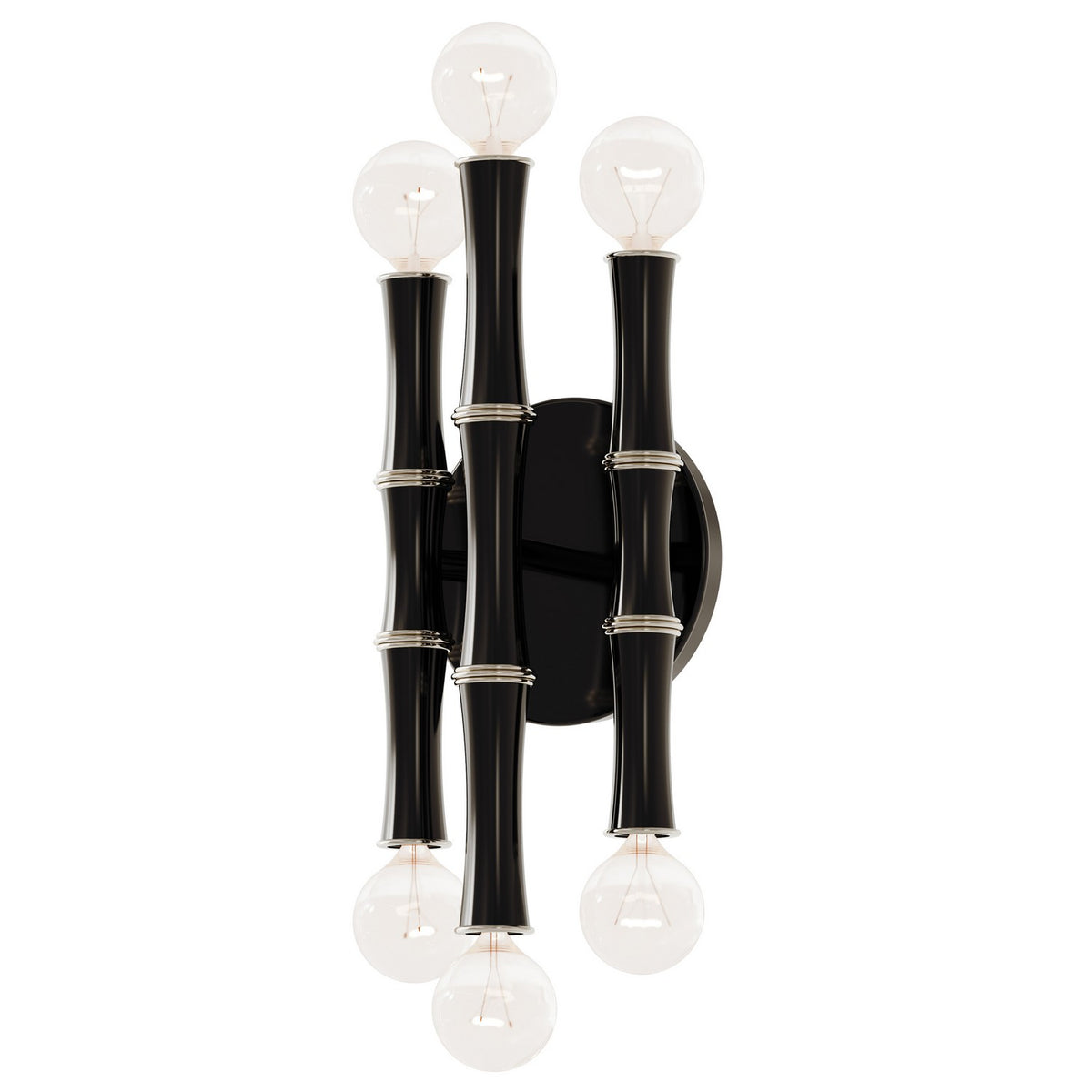 Robert Abbey - OS76 - Six Light Wall Sconce - Kane - Obsidian w/Polished Nickel