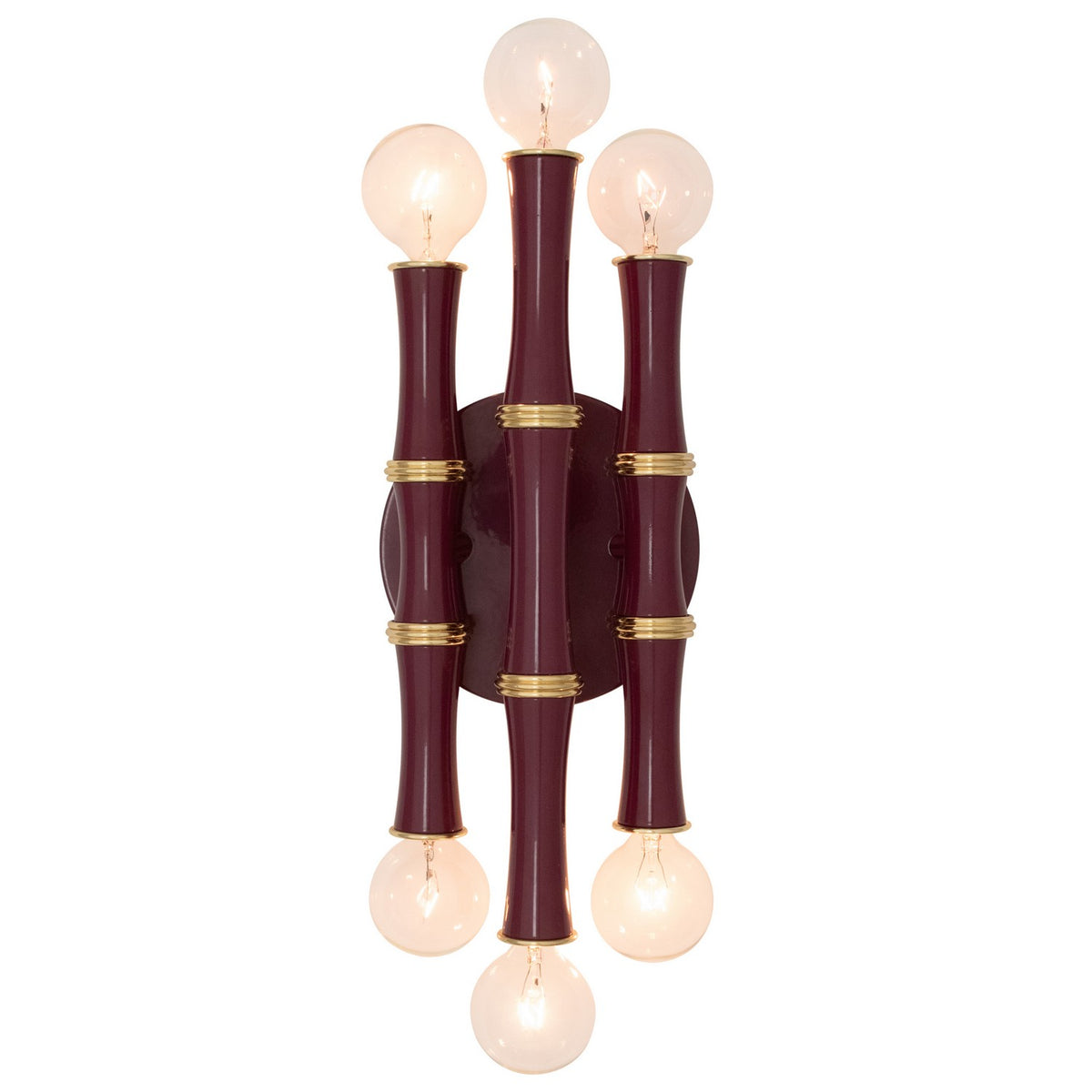 Robert Abbey - SM75 - Six Light Wall Sconce - Kane - Sugar Plum w/Modern Brass