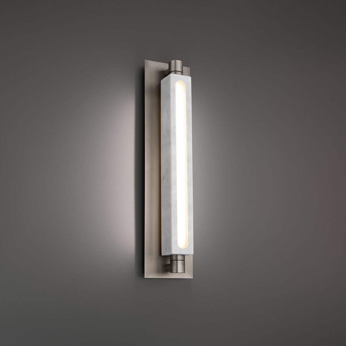 Modern Forms Canada - WS-72524-WT/BO - LED Wall Sconce - Stanchion - White Marble/Brushed Nickel