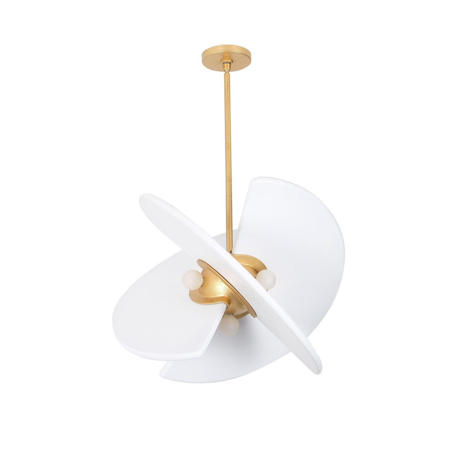 Kalco - 522154BGLW - Quatre lumières Suspension - Rotatif - Feuille d'or brillant + Blanc