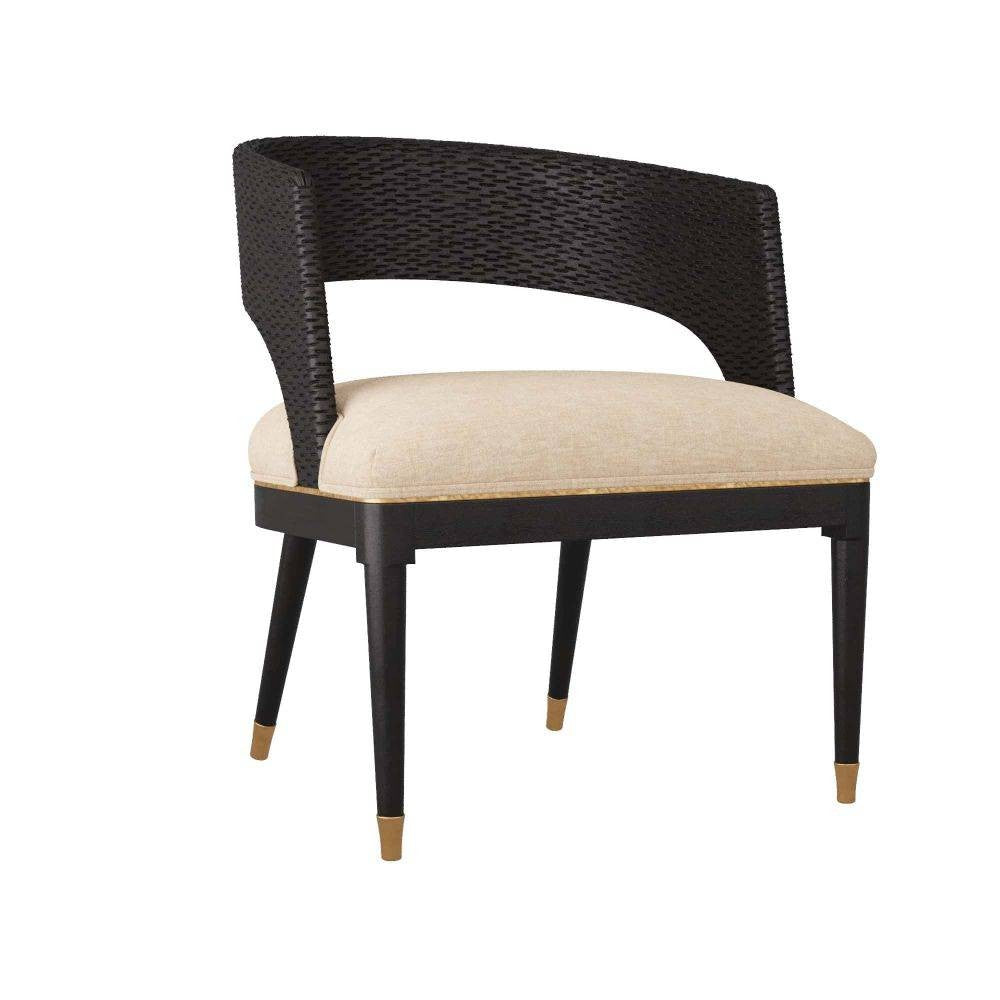 Arteriors - 6243 - Chaise de salle à manger - Swanson - Bois d'ébène/Laiton antique/Lin naturel