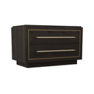 Arteriors - 6939 - Table d'appoint - Puckett - Chêne ébène/Cuir tourterelle/Laiton antique
