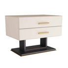 Arteriors - FII01 - Table d'appoint - Tatro - Cuir ivoire/Chêne ébène/Laiton antique