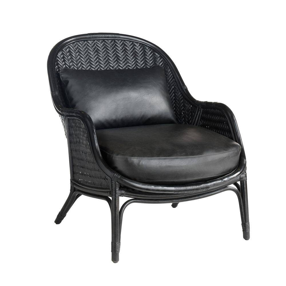 Arteriors - FRS07 - Fauteuil Lounge - Bonnie - Cuir Vegan Noir