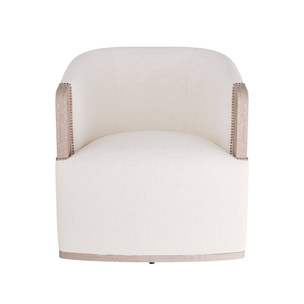 Arteriors - GDFRU01 - Fauteuil Lounge - Reveal - Lin couleur os/Chêne cérusé/Clous décoratifs en laiton antique