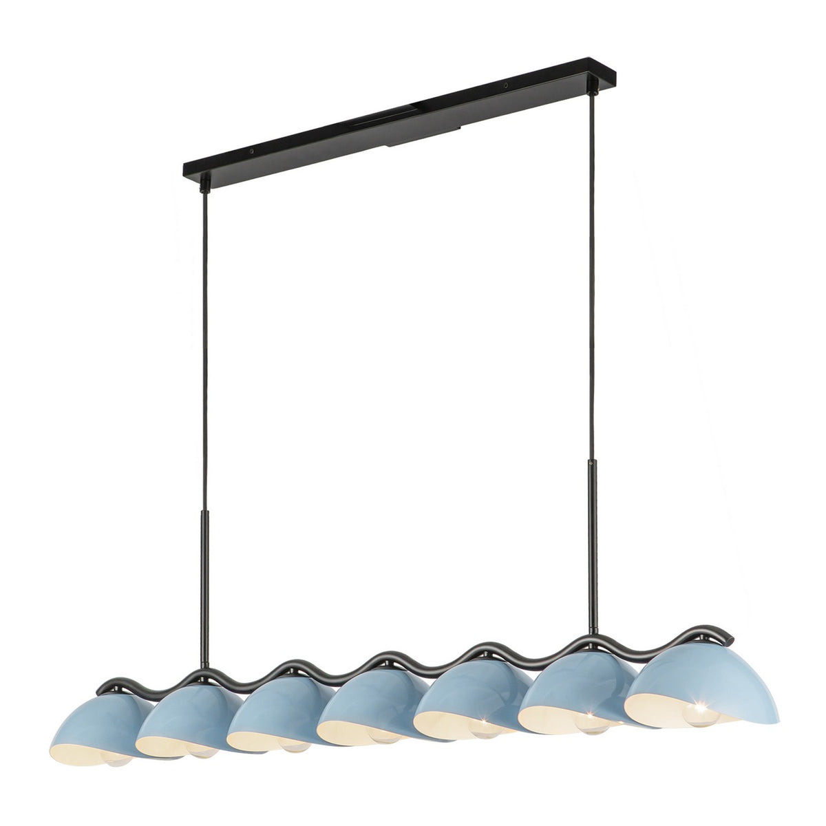 Kuzco Canada - LP57642-BK/CER - Seven Light Linear Pendant - Atlas - Black/Cerulean