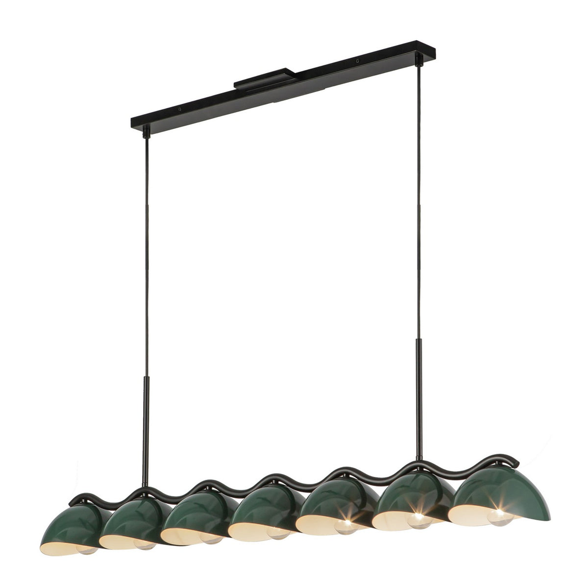 Kuzco Canada - LP57642-BK/PGN - Seven Light Linear Pendant - Atlas - Black/Pine Green