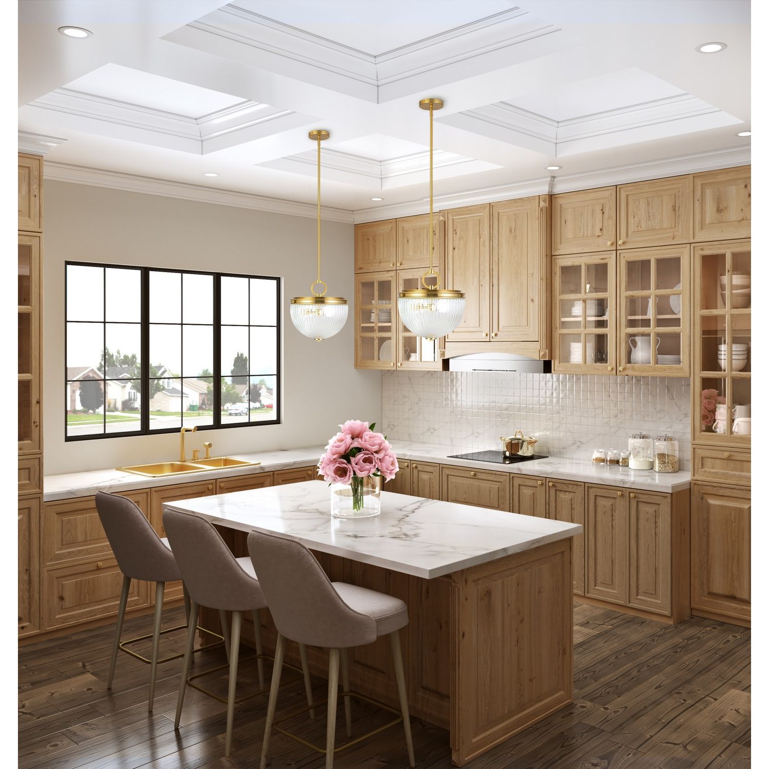 Artcraft Canada - AC12025BR - Two Light Pendant - Myla - Vintage Brass