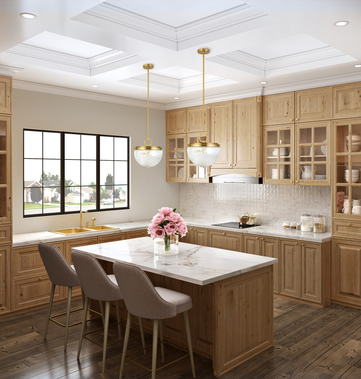 Artcraft Canada - AC12025BR - Two Light Pendant - Myla - Vintage Brass