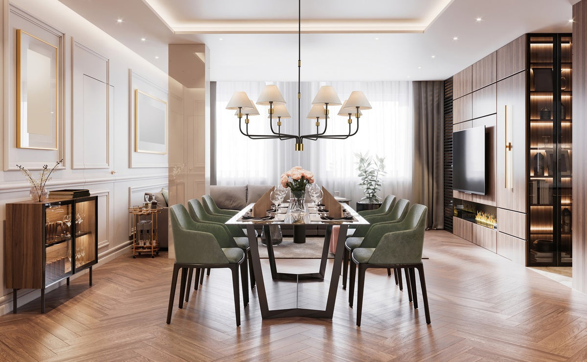 Artcraft Canada - AC12038BB - Huit lumières Suspendu - Providence - Noir, laiton brossé