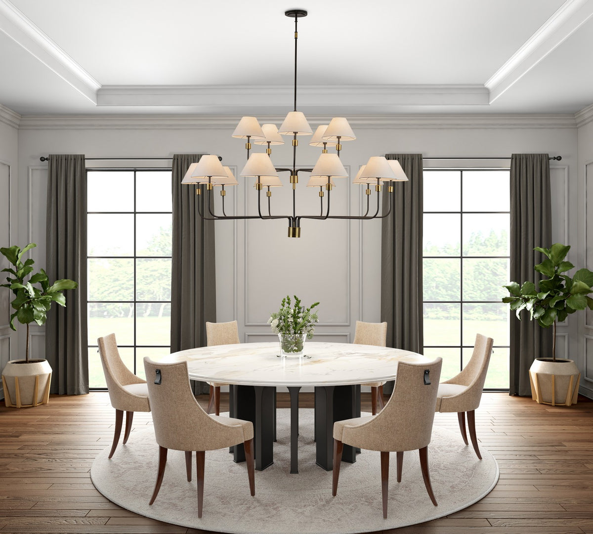 Artcraft Canada - AC12039BB - 15 Lumières Suspendu - Providence - Noir, laiton brossé