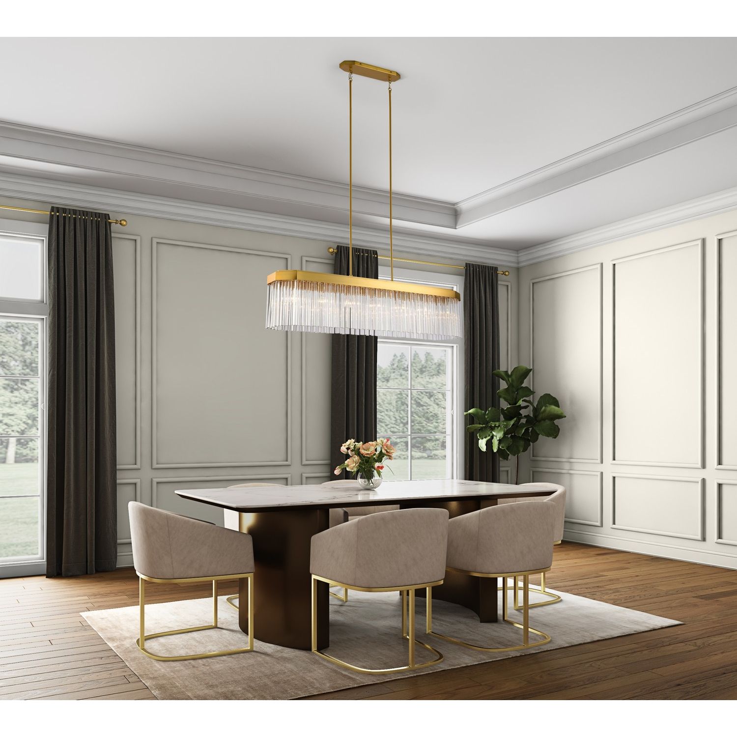 Artcraft Canada - AC12064BR - Seven Light Island Pendant - Emma - Brushed Brass