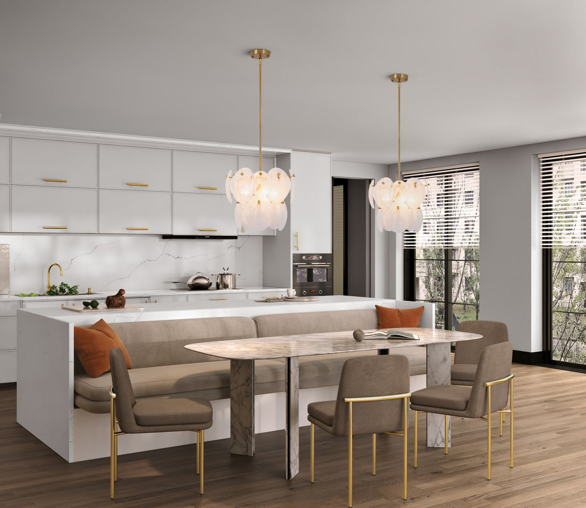 Artcraft Canada - AC12210BR - Four Light Pendant - Lily - Brushed Brass